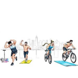 Group of people exercising outdoors