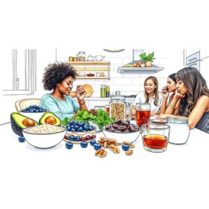 Ladies in the kitchen discussing nutrition