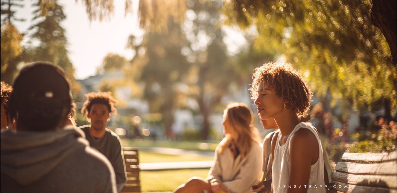 People meditating in natural light to reduce stress and activate the vagus nerve